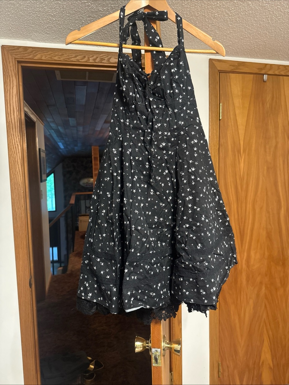 Hot Topic Black Star-Print Halter Dress